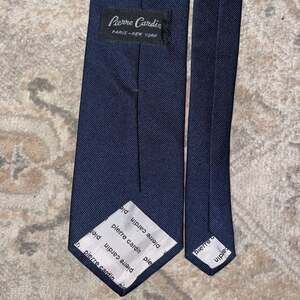 Vintage Pierre Cardin Paris-New York Navy Blue Silk Twill with Embroidered logo